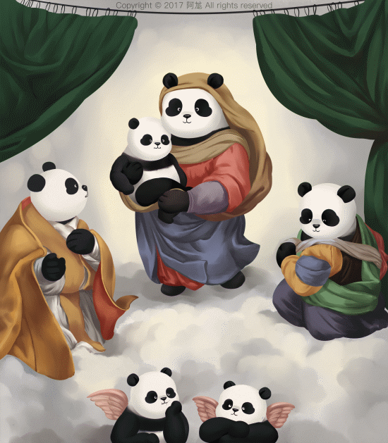 熊猫 大熊猫 可爱 母子