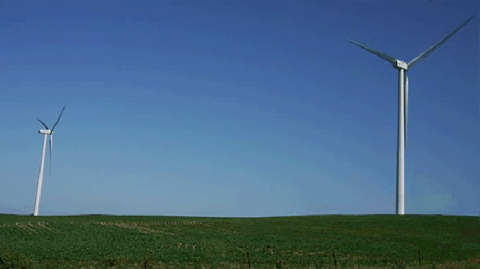 风力发电机 蓝天 绿草 美景