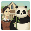 熊猫 吃竹子 大口吃 萌