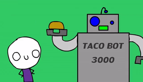 卡通 机器人 汉堡 薯条 糊脸上