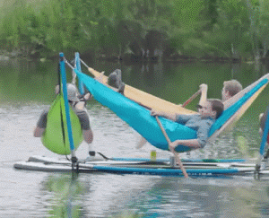 划船 享受 搞笑 吊床