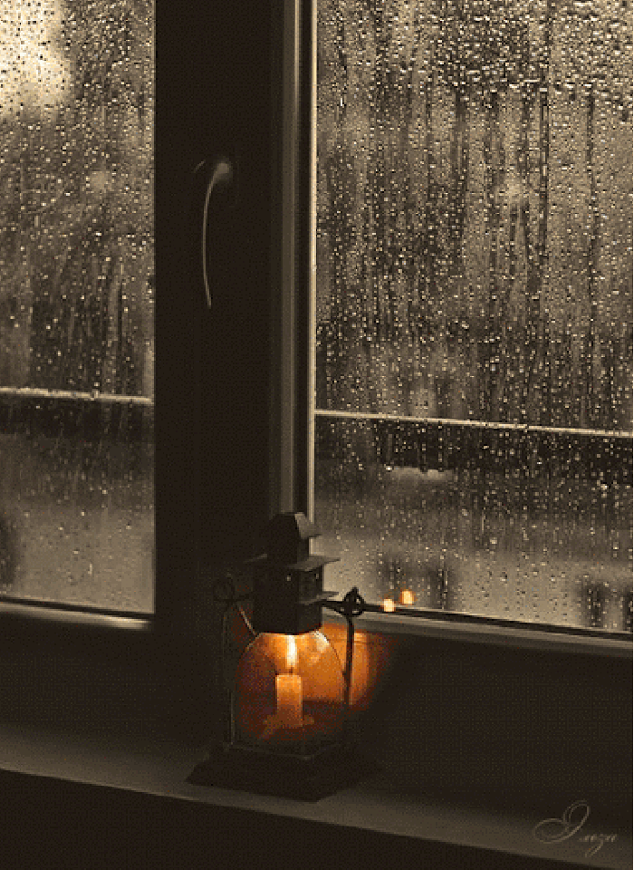 灯光大雨 等候  窗边