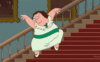 卡通 下楼梯 胖女人 举起手