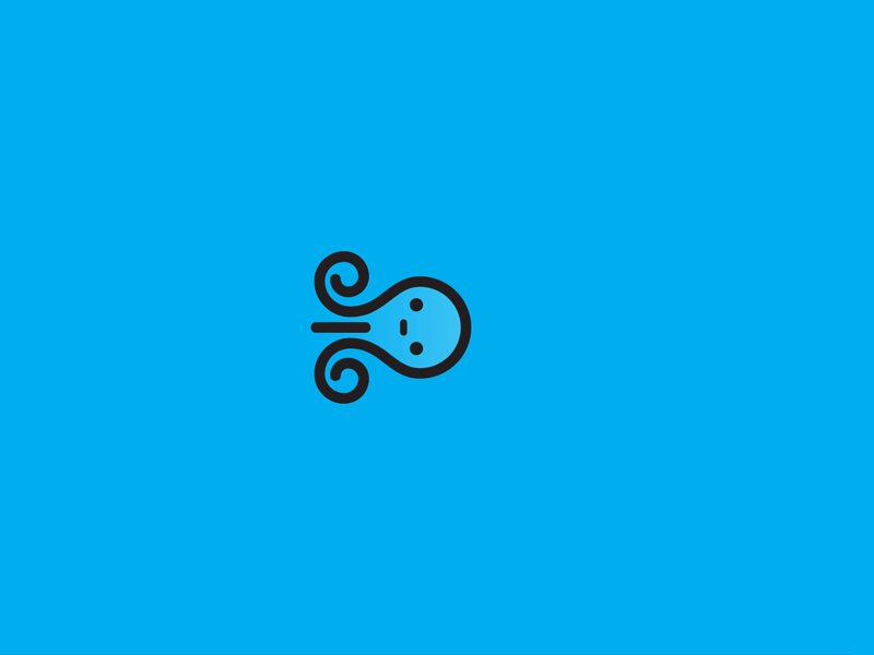 章鱼 流体 蓝色背景 滑动
