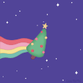 圣诞树 彩色 星空 彩虹