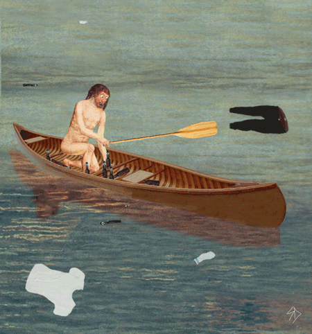 皮划艇 canoe and kayak 卡通 衣服 河里