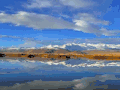 西藏 湖泊 浮云 倒影