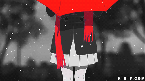女孩 雨伞 下雪 唯美