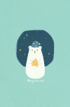 白熊 呆萌 星星 插画