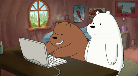 棕熊 白熊 玩电脑 可爱