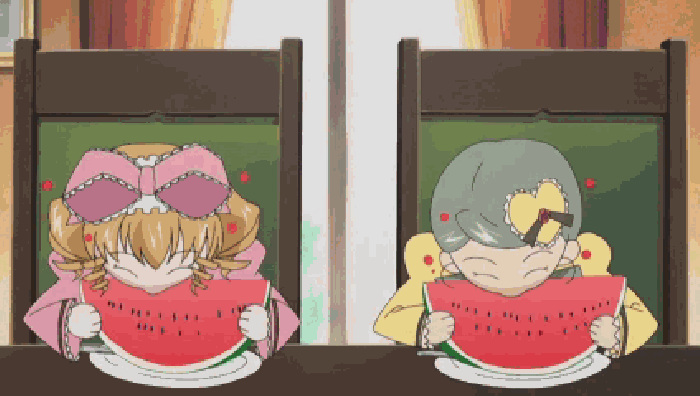 蔷薇少女 吃西瓜 可爱 动画