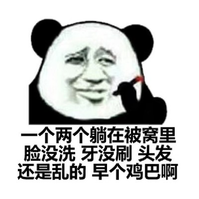 熊猫头 搞笑 雷人 斗图  一个两个躺在被窝里 脸没洗 牙没刷 头发