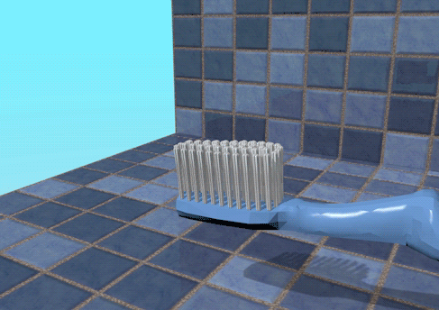 牙刷挤牙膏洒出来瓷砖gif动图
