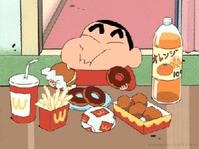 蜡笔小新 吃东西 动漫 开心