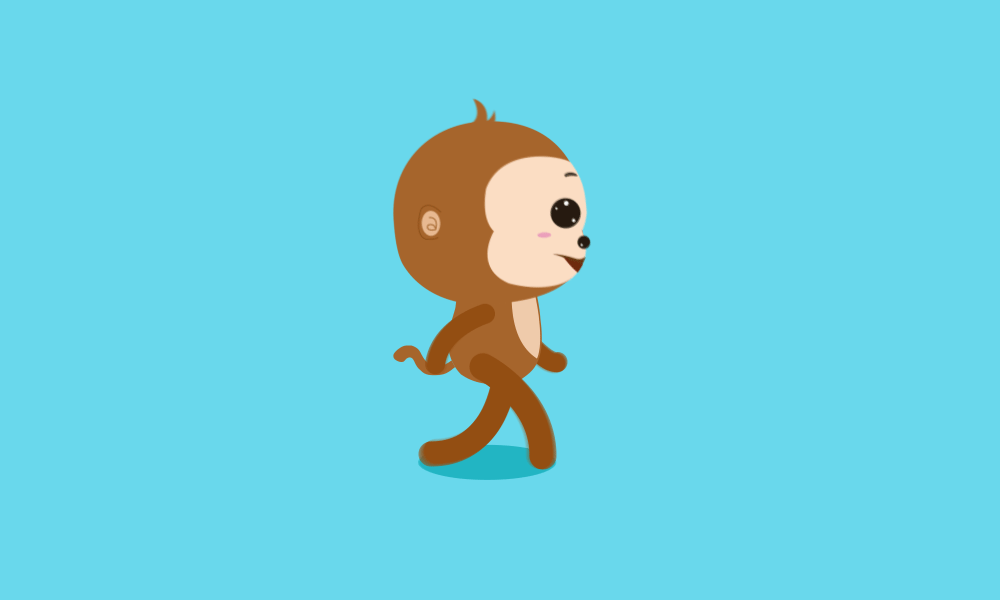 卡通猴子走路可爱gif动图_动态图_表情包下载_soogif