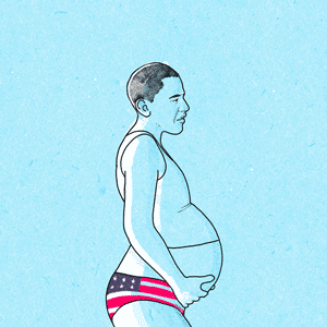 大肚子怀孕孕妇辛苦插画gif动图