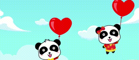 熊猫爱心气球天空gif动图