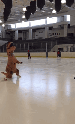 恐龙滑冰可爱搞笑gif动图