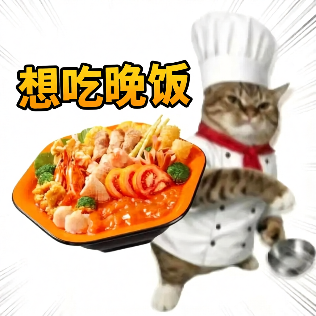 想吃晚饭 想吃晚饭呀 想吃晚饭啦 想吃晚饭啊 想吃晚饭吧 真的想吃晚饭 小猫扔番茄表情包