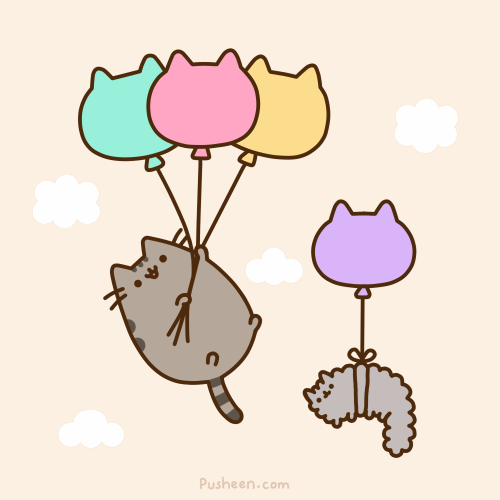 猫气球漂浮可爱gif动图